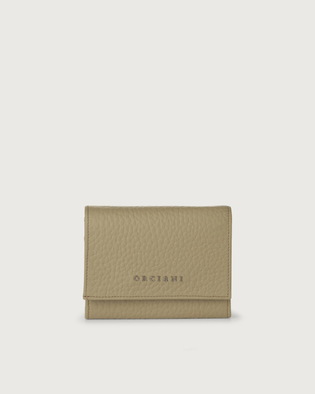 Orciani Soft leather wallet with RFID protectrion Embossed leather Kaki