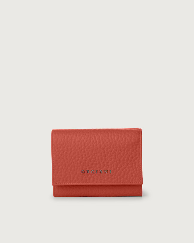 Orciani Soft leather wallet with RFID protectrion Embossed leather Brick