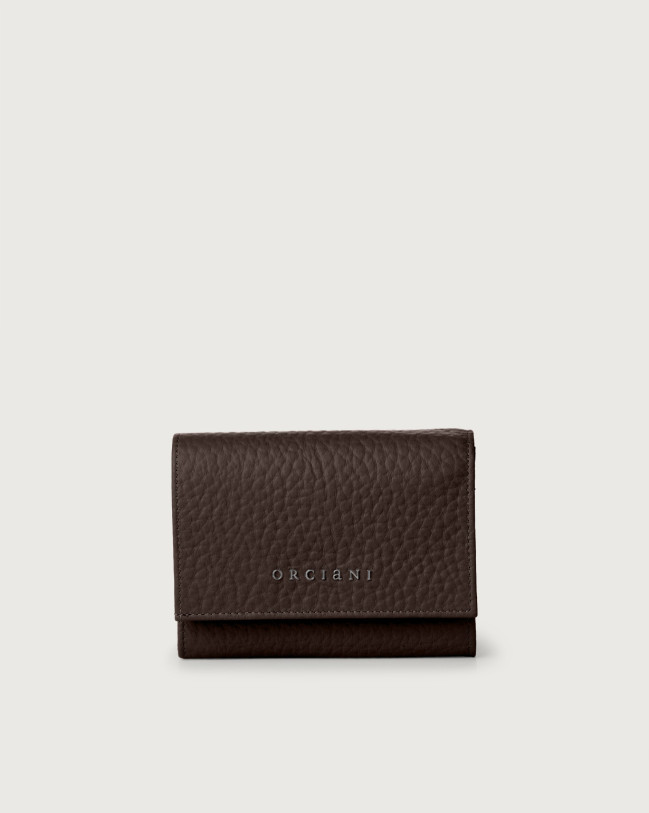 Orciani Soft small leather envelope wallet Grained leather Chocolate