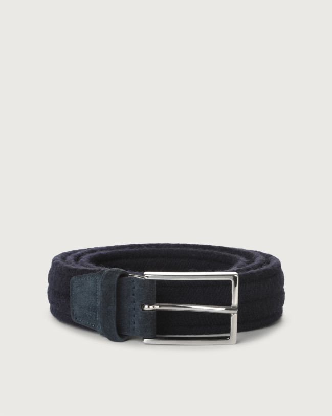 Orciani Elast Wool wool and suede belt Wool Deep blue