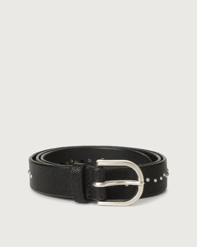 Orciani Frog micro-studs leather belt Embossed leather Black