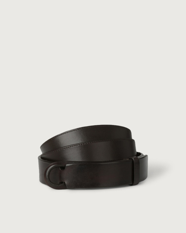 Orciani Bull leather Nobuckle belt Leather Chocolate