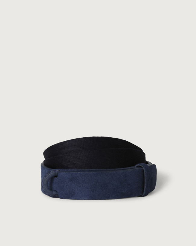 Orciani Suede and fabric Suede Nobuckle belt Canvas, Suede Blue