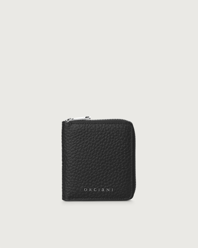 Orciani Soft small leather wallet with zip Leather Black