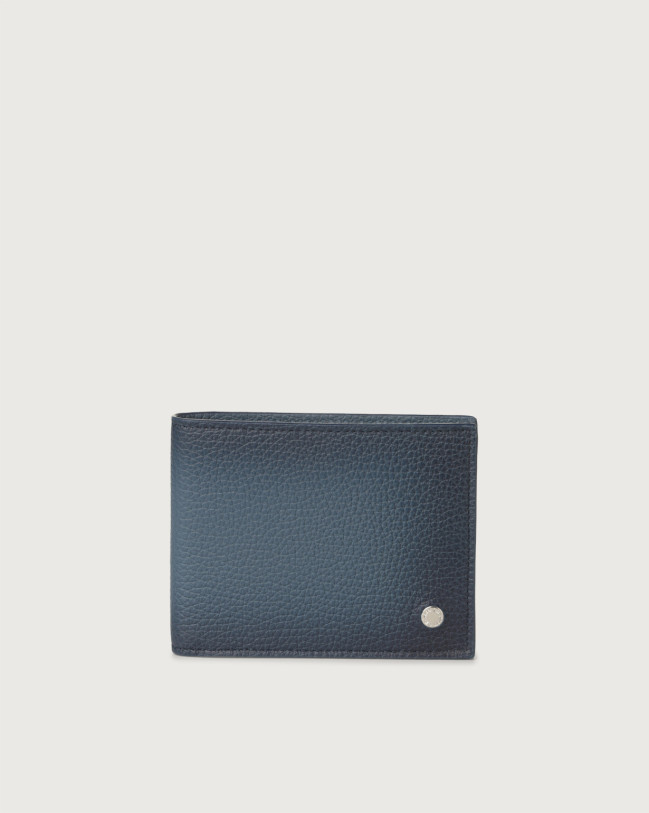 Orciani Micron Deep leather wallet with RFID Leather Blue