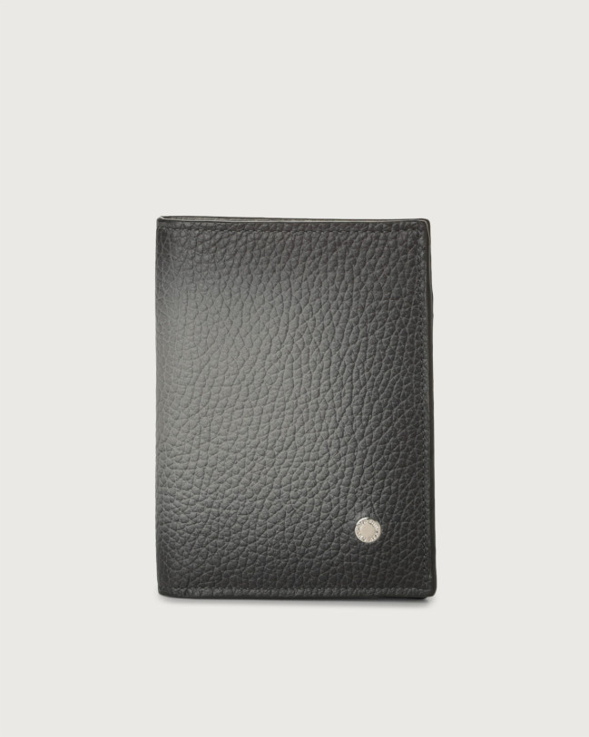 Orciani Micron Deep leather vertical wallet with RFID Leather Brown