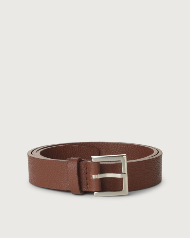 Orciani Micron leather belt 3 cm Grained leather Cognac