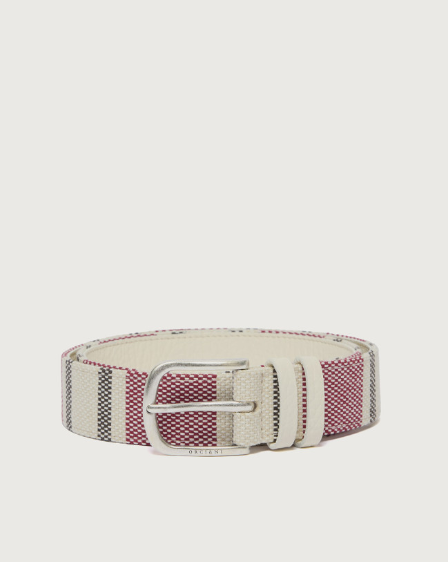 Orciani Summer Tubolar fabric and leather belt 3,5 cm Leather & fabric Red