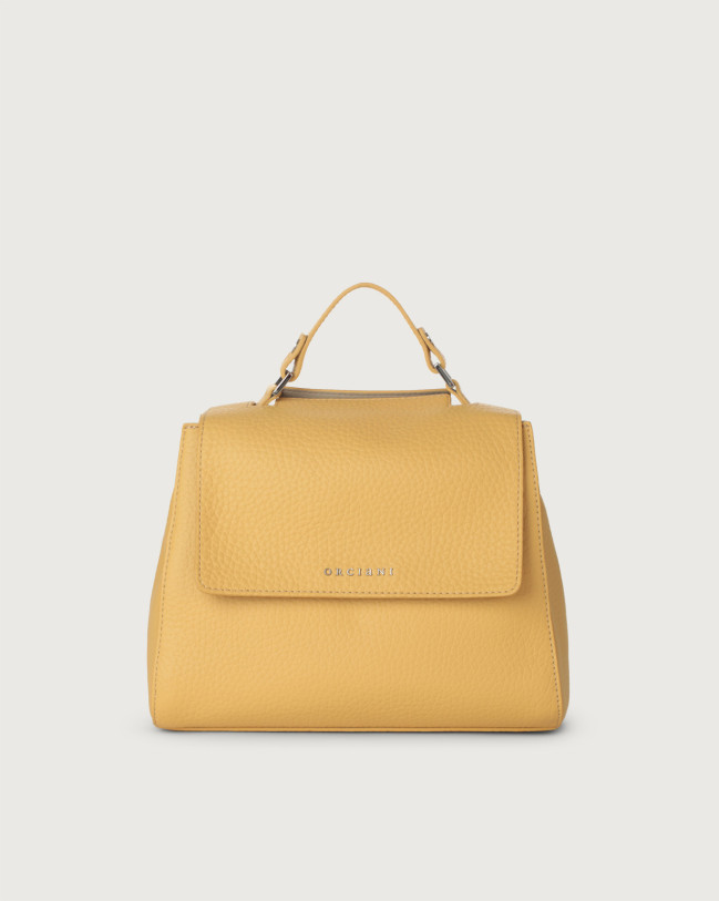 ORCIANI Sveva Soft Small leather handbag with shoulder strap. color Honey