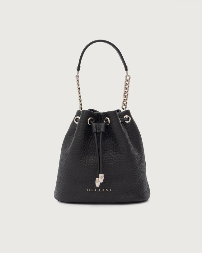 Orciani Nest Soft grained leather mini bucket bag Grained leather Black