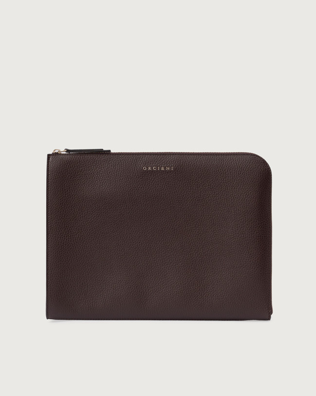 Orciani Micron slim leather document holder Grained leather Ebony