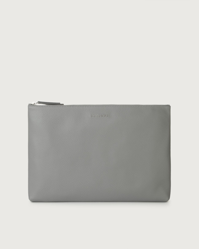 Orciani Micron leather document holder Grained leather Light grey