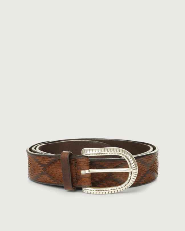 Orciani Wax leather belt Leather Chocolate