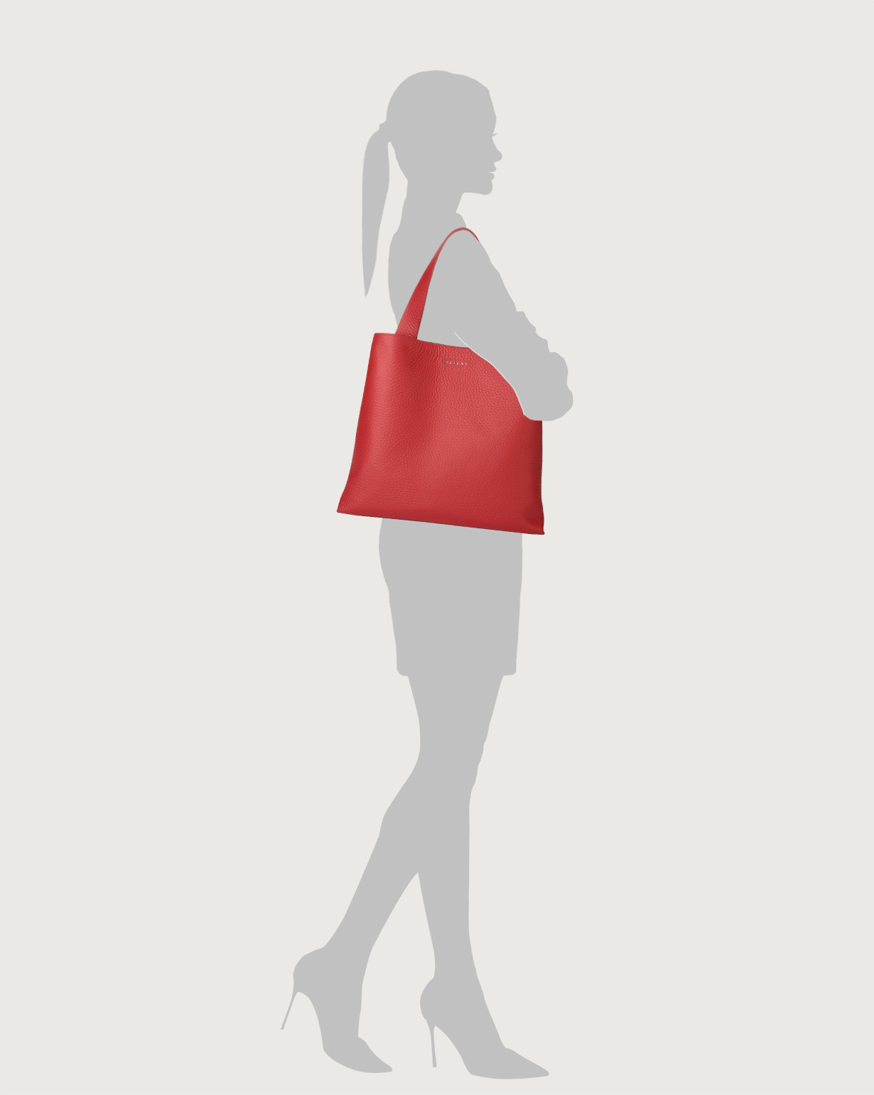 ORCIANI Jackie Soft leather shoulder bag. color Marlboro red