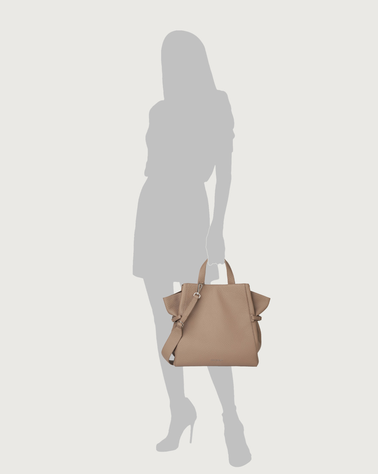 ORCIANI | Fan Soft large leather handbag Taupe | Shop online