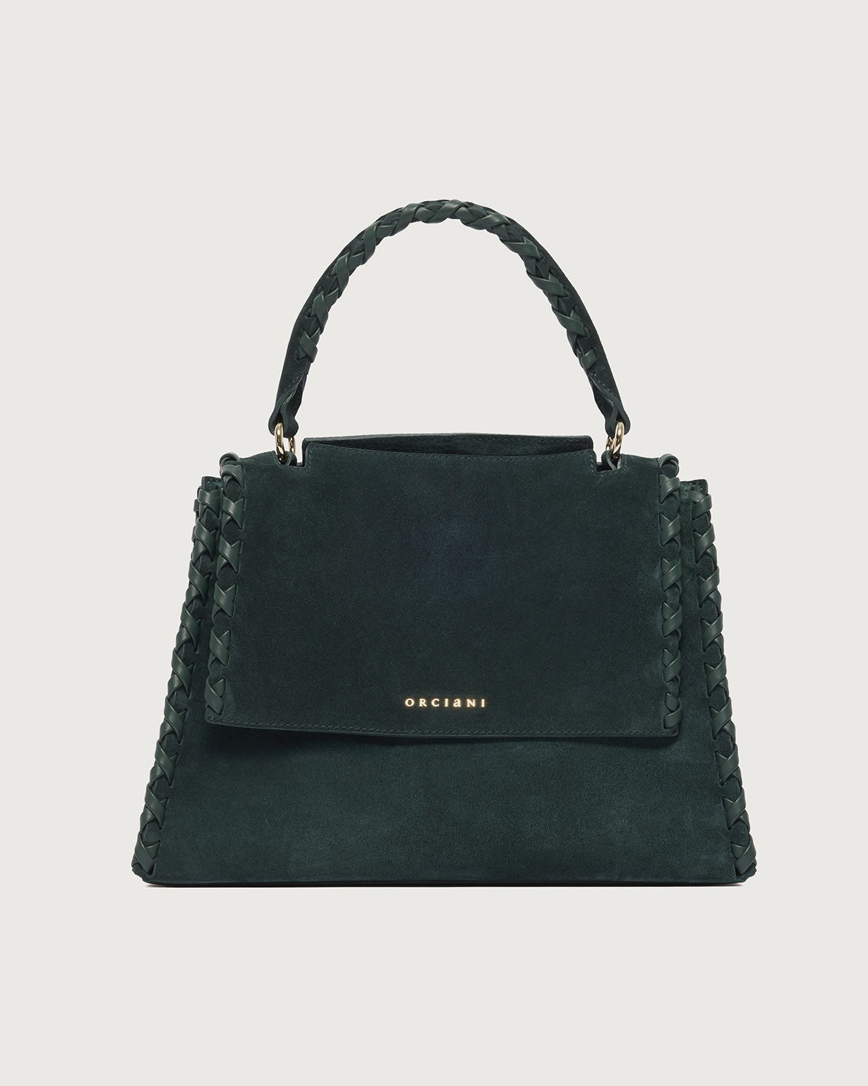 ORCIANI | Sveva Peach Cross Midi suede leather shoulder bag with