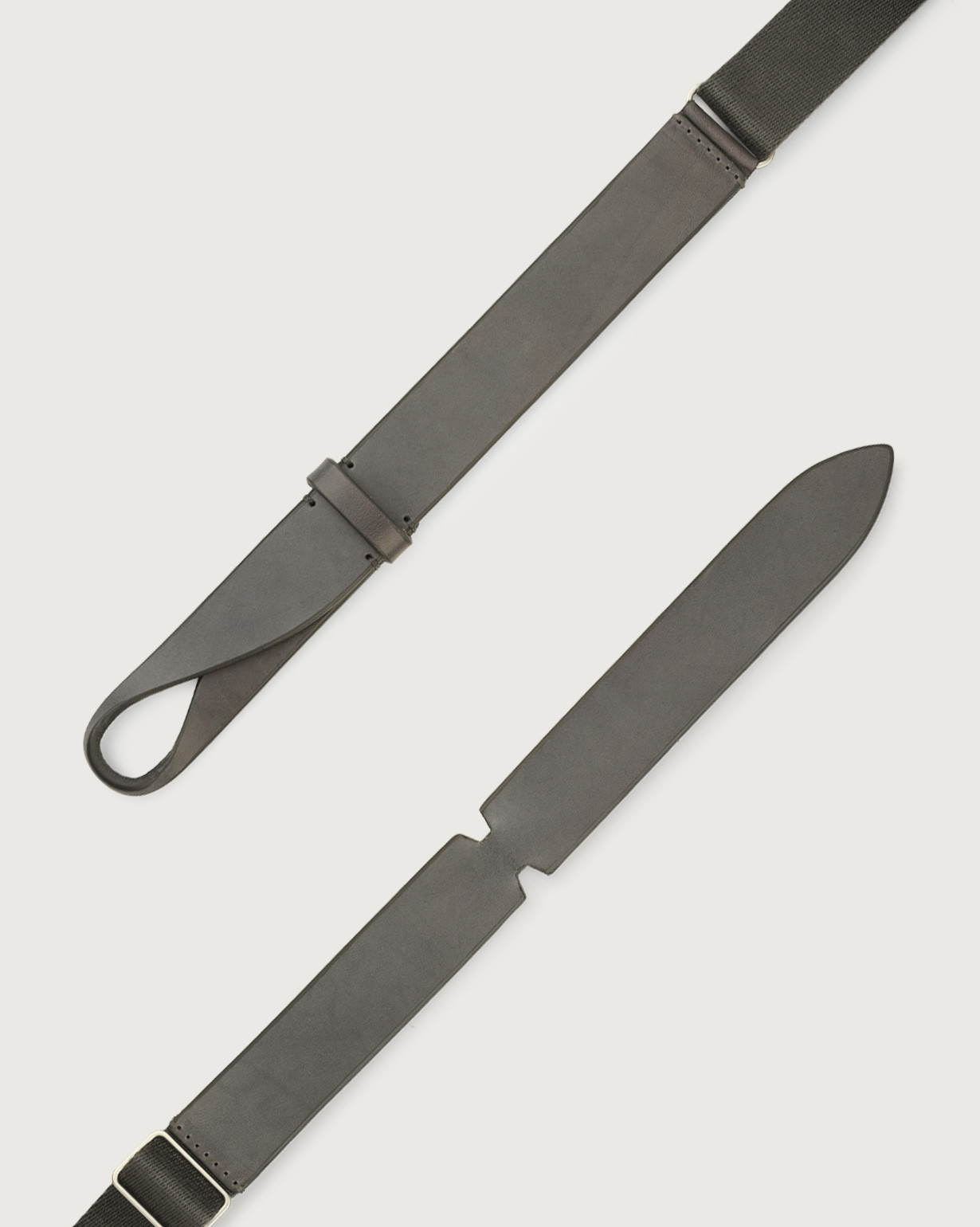 ORCIANI | Bull Leather and fabric Nobuckle belt. color Grey