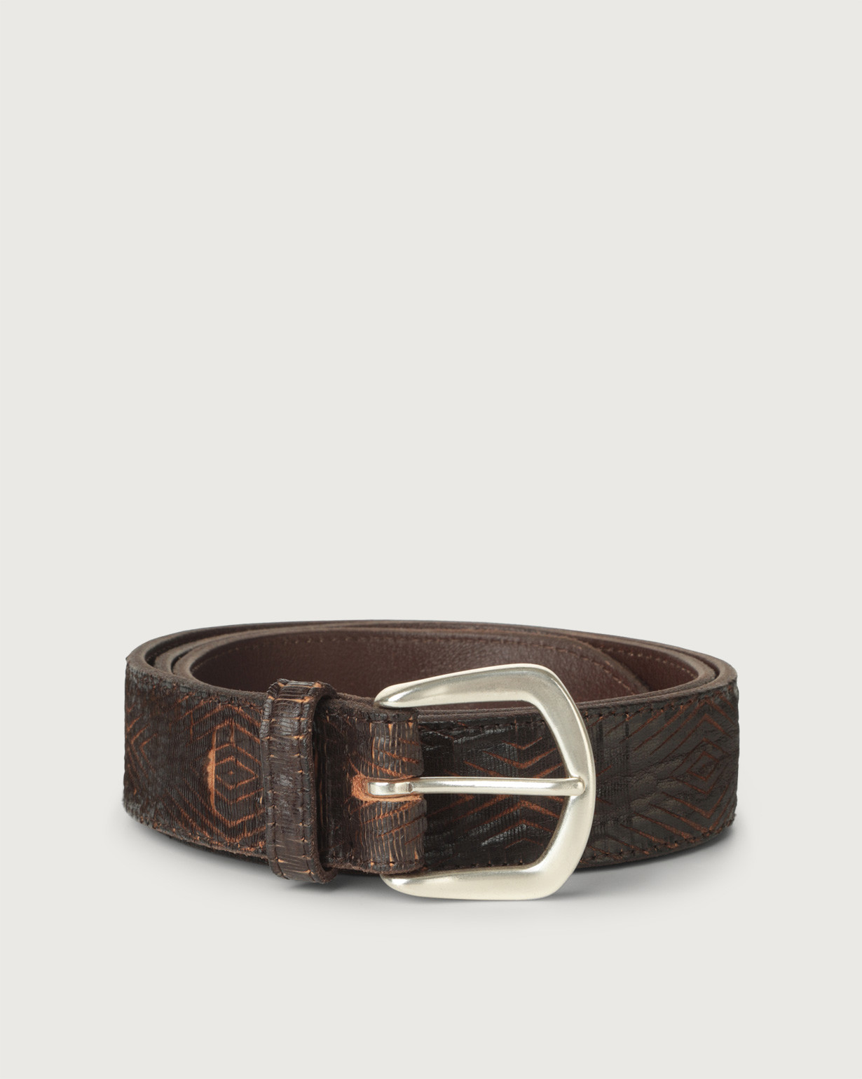 ORCIANI Cutting leather belt. color Chocolate