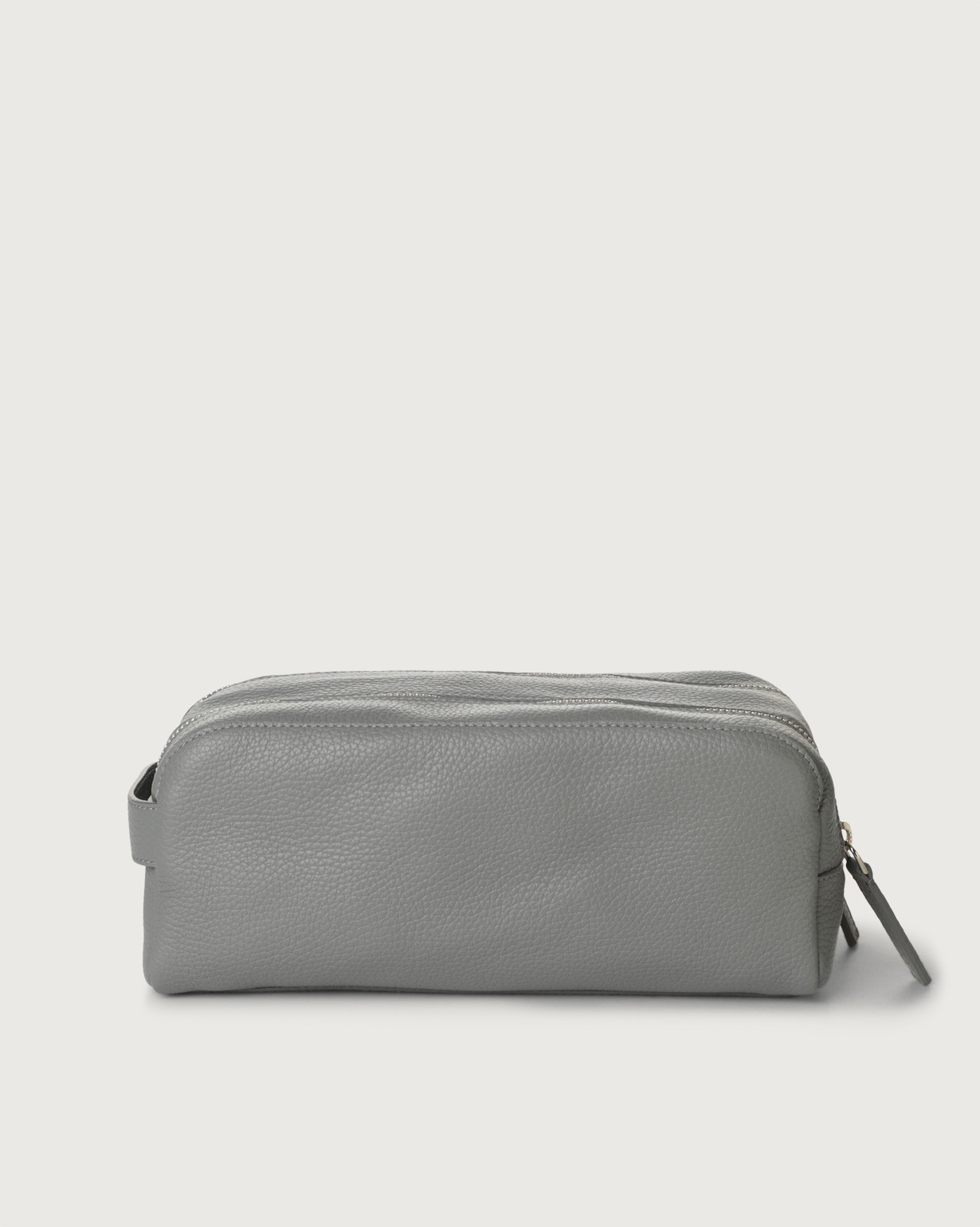 Grey leather makeup bag deals