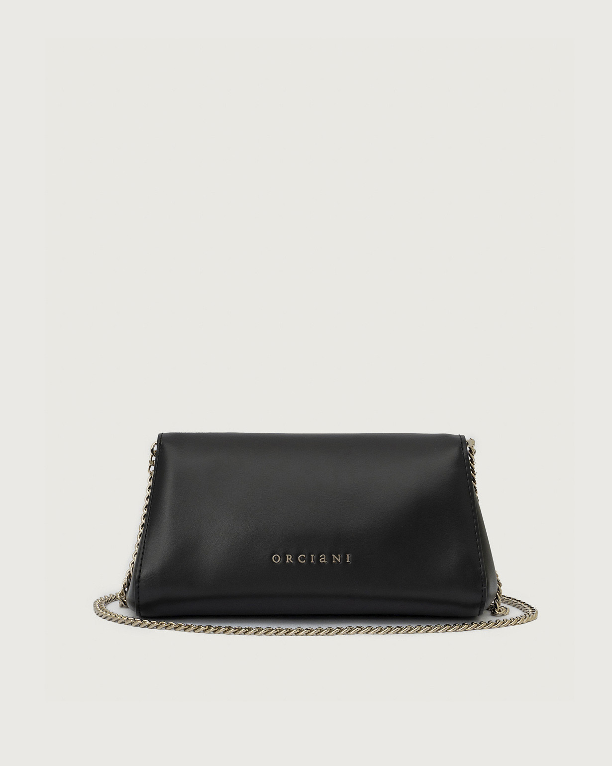 ORCIANI | Gossip Nappa Chain leather clutch. color Black+ ORCIANI | Gossip Nappa Chain leather clutch. color Black+