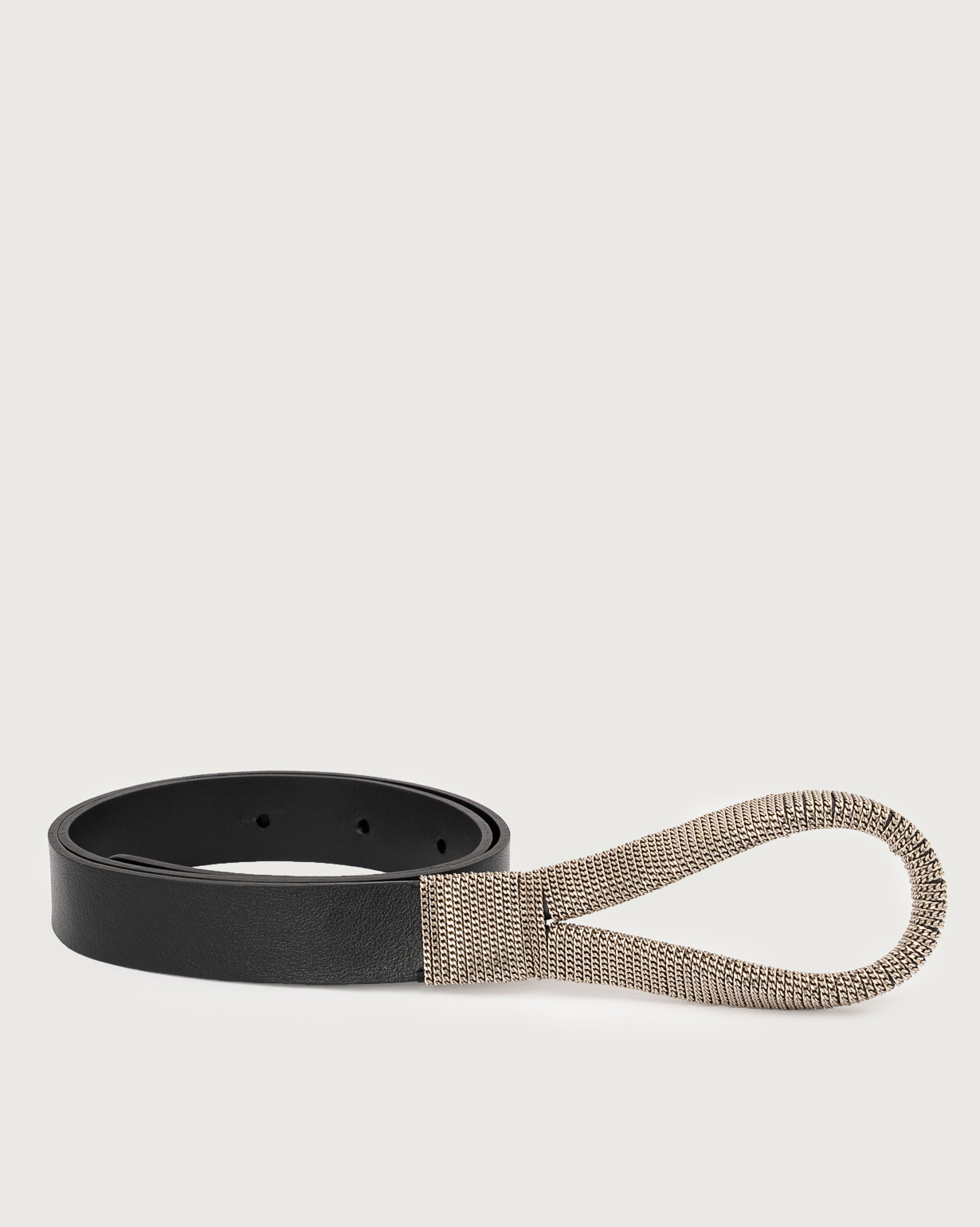 ORCIANI Nappa Chain leather belt 2 5 cm. color Silver