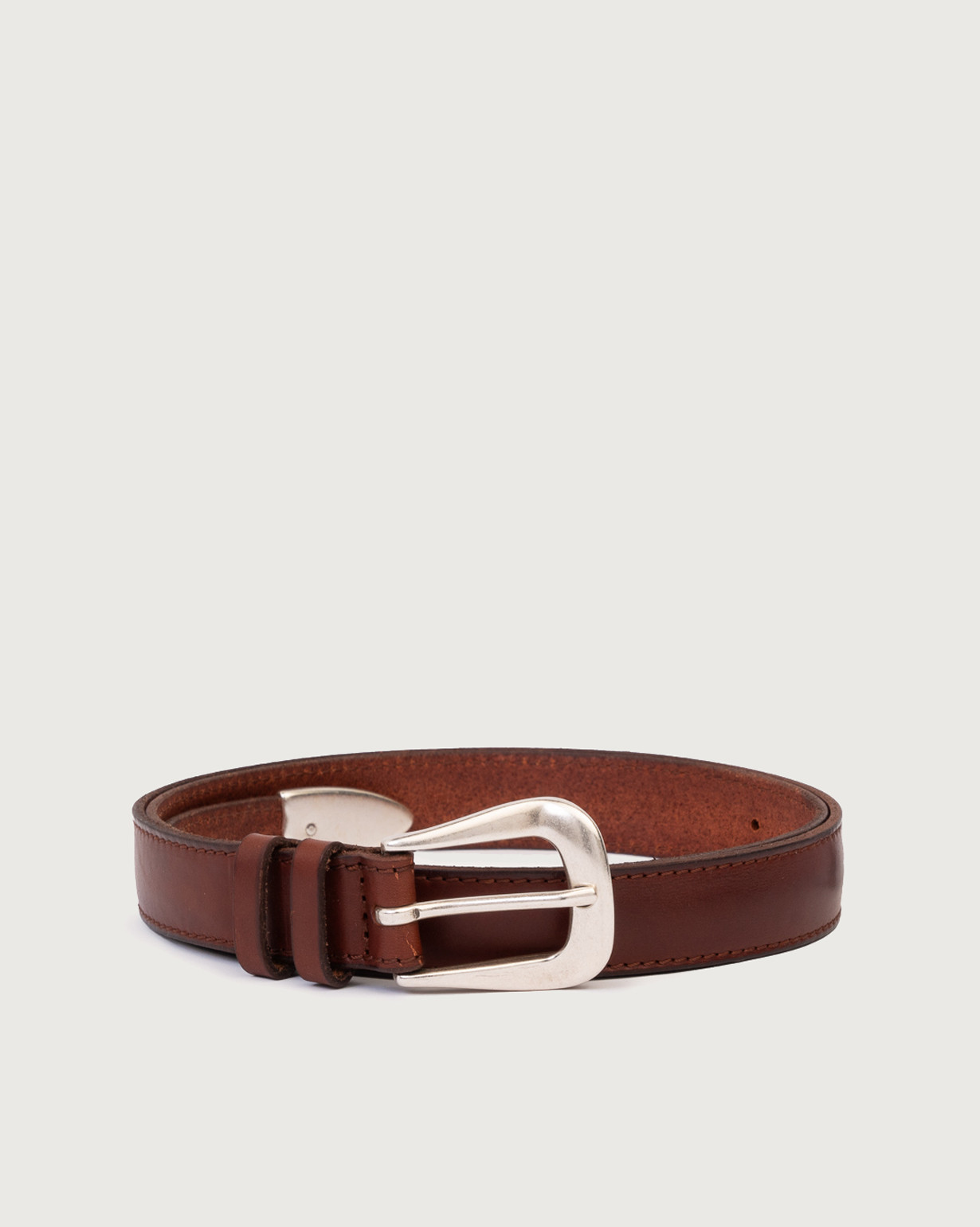 Orciani Soft Leather Belt Brown with Silver Buckle ORCIANI Bull Soft leather belt color Brown main image 2