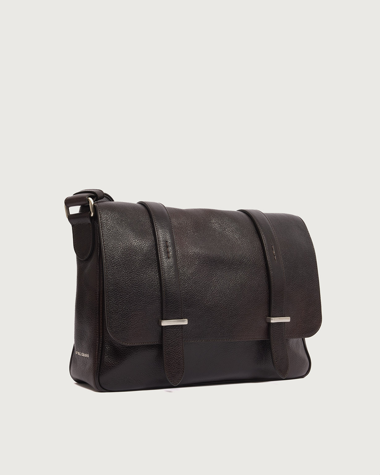 ORCIANI | Jones Lagoon Midi leather messenger bag. color Dark brown