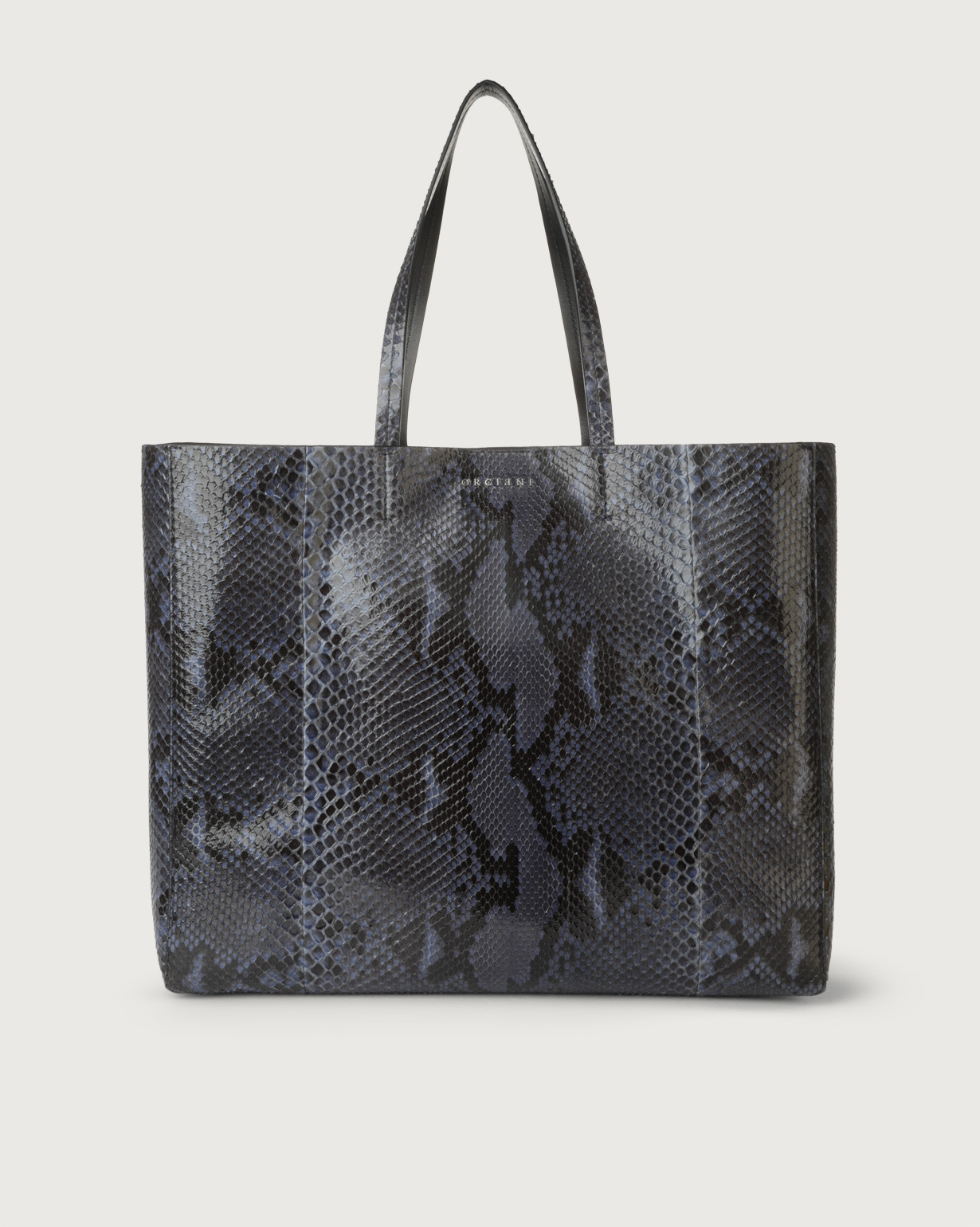 ORCIANI Le Sac Diamond python leather tote bag. color Deep blue