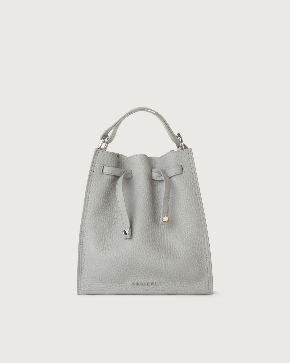 ORCIANI Pillow Soft leather bucket bag with strap. color Grey