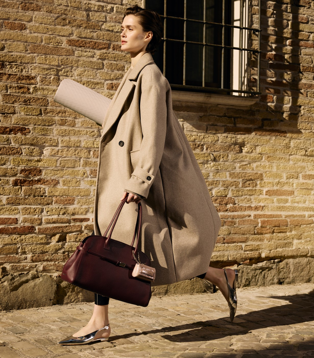ORCIANI | Aura Soft Large grained leather shoulder bag with strap