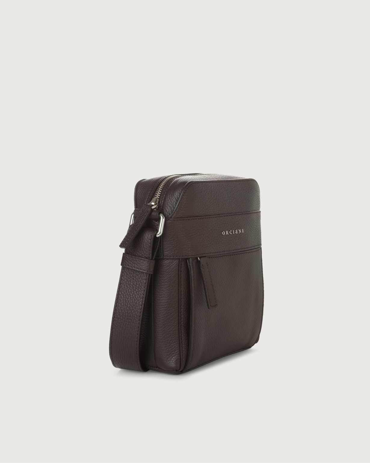 ORCIANI Micron leather mini messenger bag. color Ebony