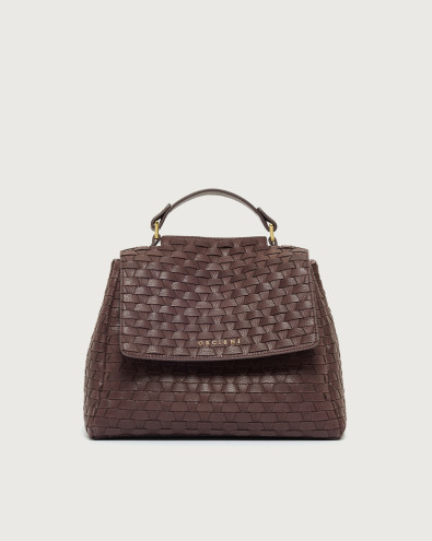 Sveva Chevrette Woven Small leather handbag with strap