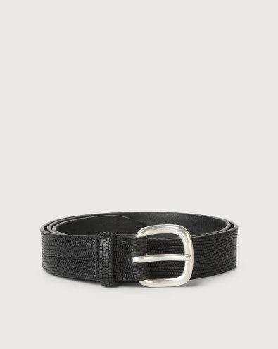 Orciani Lizard leather belt Black