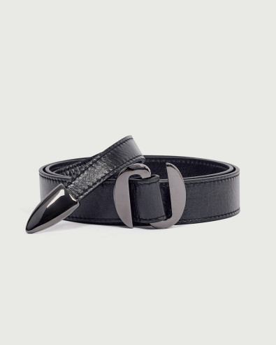 Gotham long tip leather belt 3 cm