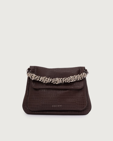 Diana Cocco Small embossed leather shoulder bag with strap