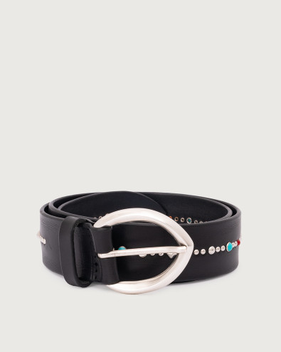 Bull Soft leather belt with studs 3,5 cm