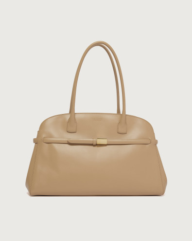 Aura Alba Large leather shoulder bag with strap