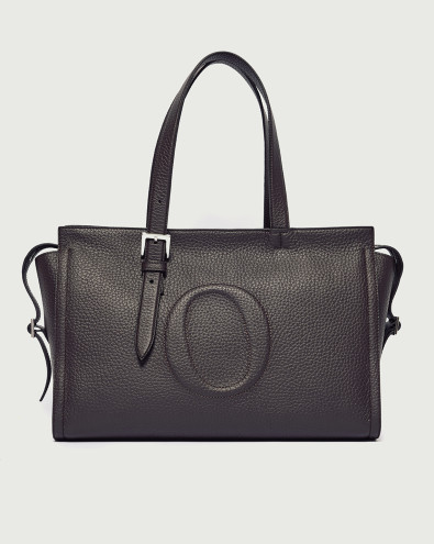 Her-O Soft grained leather shopper with strap