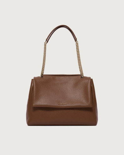 Sveva Sense Midi dollar leather shoulder bag