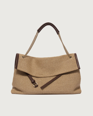 ORCIANI | Venus Clutch Soft grained leather handbag. color Almond