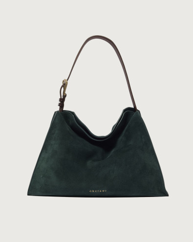 Trinity Peach Oro Midi suede shoulder bag