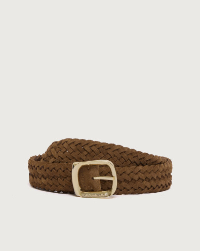 Peach Inverted double suede leather belt 3 cm
