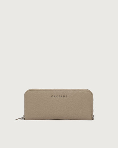 Zip Around Slim Soft leather wallet with cahin strap
