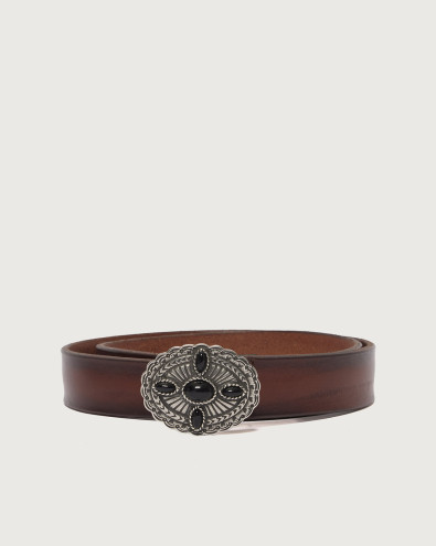 Antique leather belt 3 cm
