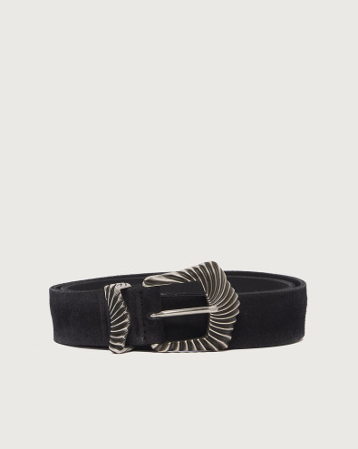 Grooved Buckle Hunting suede leather belt 3,5 cm