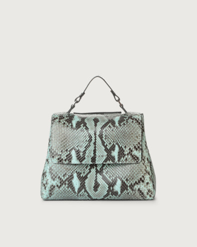 Sveva Diamond small python leather handbag with strap