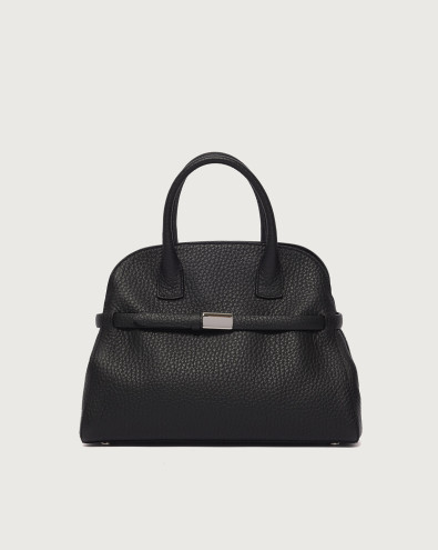 Aura Soft Midi grained leather handbag with strap