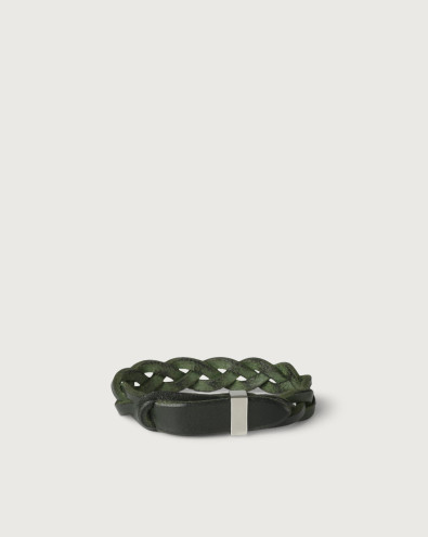 Walk leather Nobuckle bracelet with silver detail