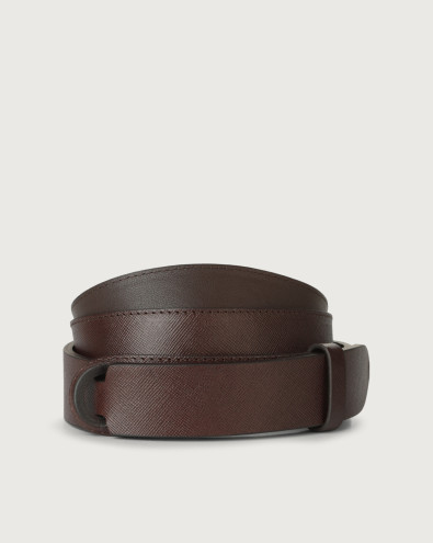 Saffiano leather Nobuckle belt
