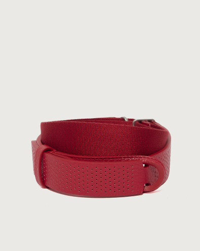 Micron perforated leather and fabric Nobuckle belt